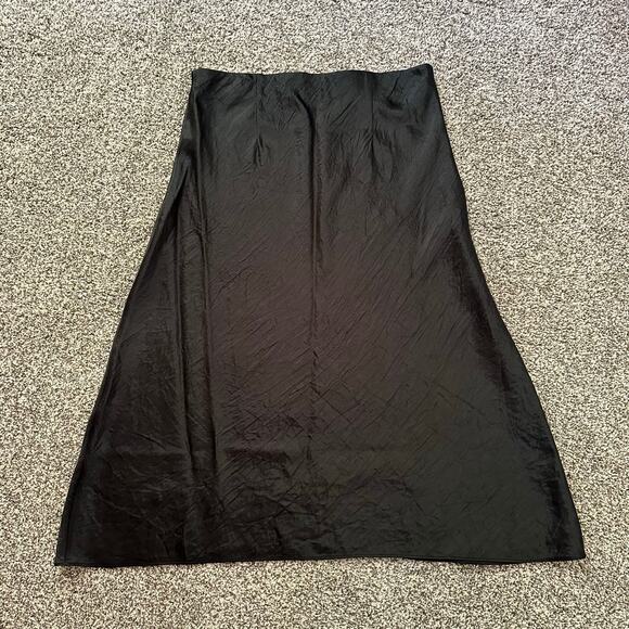Babaton black satin a-line midi skirt size 10 - Picture 3 of 8